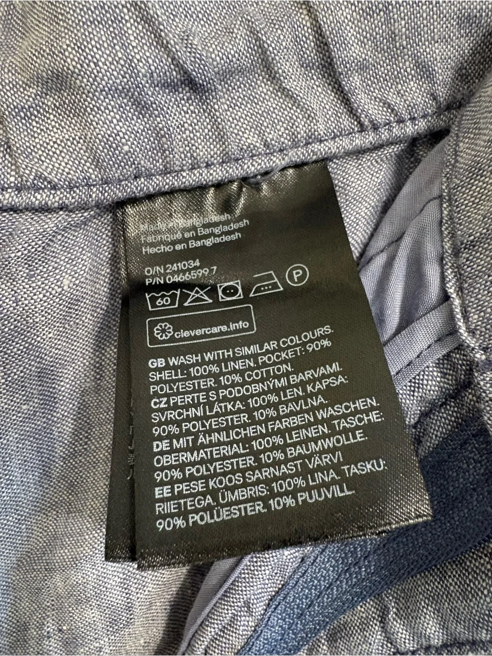 H&M Men's Lightweight Linen Drawstring Pants - Blue Sz US- 36R